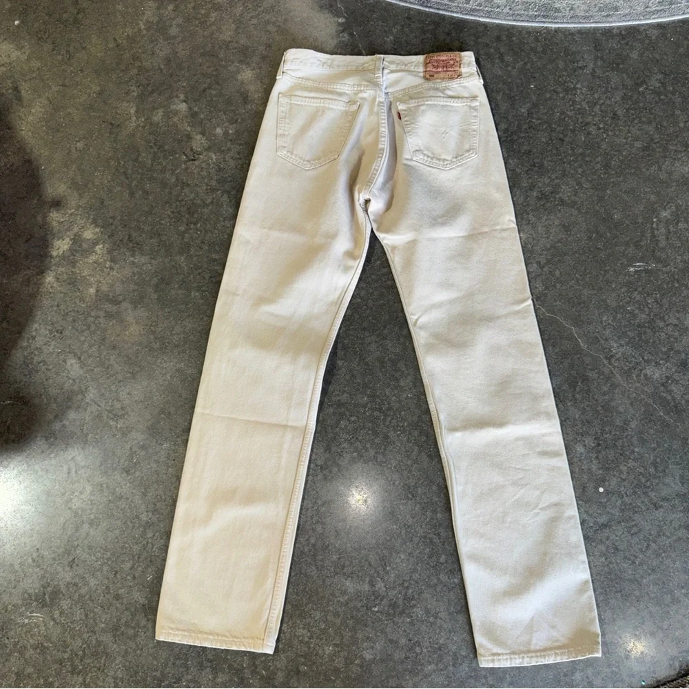 Levi’s 501 Button Fly Jeans Khaki Tan Straight Leg 34x36 Classic Fit - Picture 6 of 8